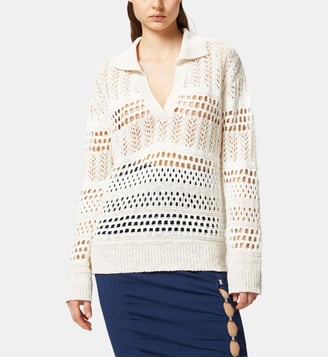 Pull ajouré en coton à col polo - Pinko - Multicolore