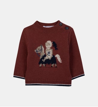 Pull - Bordeaux laine broderie chevalier - Tartine Et Chocolat - Rouge