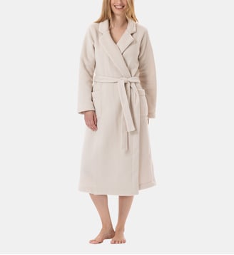 Peignoir croisé en polaire ESSENTIEL H65A - Lingerie Le Chat - Beige