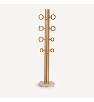 Porte-manteau anneaux chêne et travertin - AM.PM - Naturel