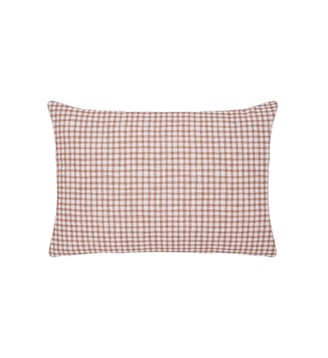 Housse de coussin imprimé en percale de coton, VICHY - Essix - Beige dune