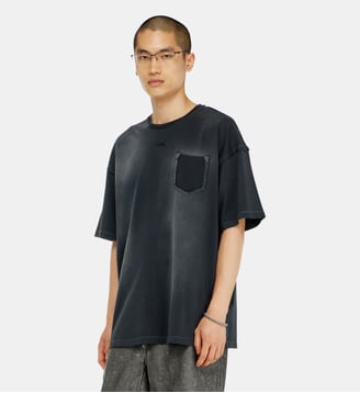 T-shirt effet délavé avec poche déchirée - Diesel - Noir