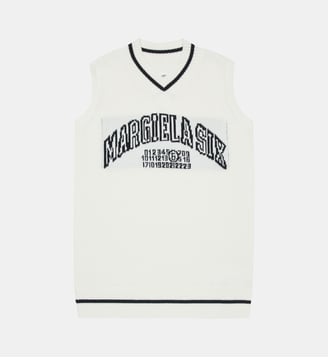 Robe courte sans manches à col en V - MM6 Maison Margiela - Blanc cassé
