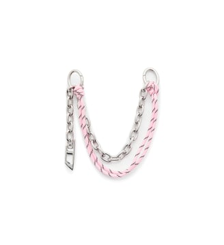 Breloque en métal avec chaîne et détail corde - Diesel - Gris argenté et rose