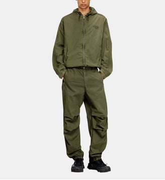 Veste à capuche zippée en popeline de coton - Diesel - Kaki