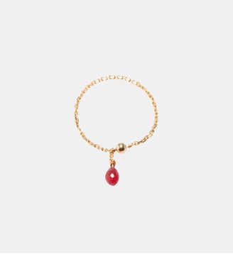 Bague chaînette pampille Mia - Or 750‰ Rubis - YAY Paris - Rubis