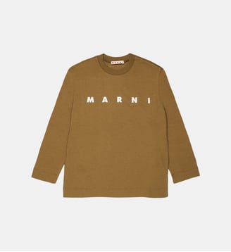 T-shirt en jersey à manches longues avec logo Marni - Marni - Sable