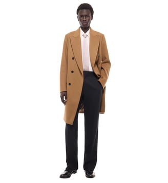 Manteau croisé en laine et cachemire - Fursac - Noisette