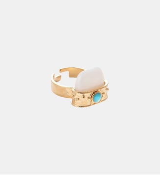 Bague réglable avec cabochon central NEPALI - Hipanema - Blanc