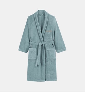 Peignoir éponge col châle personnalisé - La Redoute Interieurs - Bleu grisé