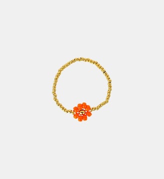 Bague  Prairie avec fleurs à perles Miyuki - Les Cléias - Orange