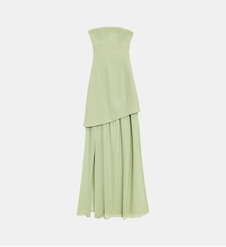 Robe longue asymétrique  uni ROSEMONDE - La Petite Etoile - Vert amande