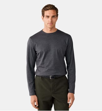 T-Shirt Coupe Regular À Manches Longues En Coton Pima - Hackett London - Charcoal et grey