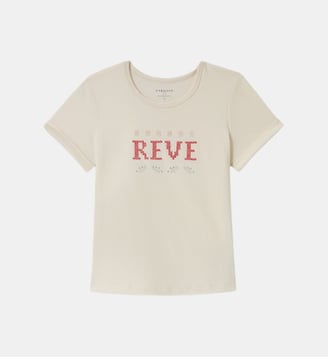 T-shirt brodé - Coton Biologique - Cyrillus - Écru