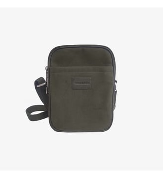 Sacoche bandoulière en cuir et toile canvas noir Seattle - Serge Blanco - Dark olive
