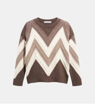 Pull en laine à chevrons - RECA - Gerard Darel - Beige et rose