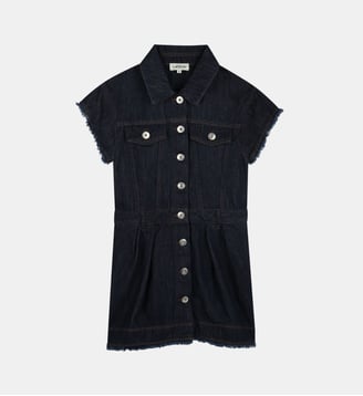 Robe en jean à manches courtes Lanvin Kids