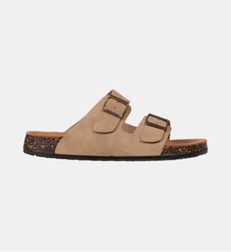 Sandales à brides ultra confortables, semelle intérieure cuir - Isotoner - Taupe