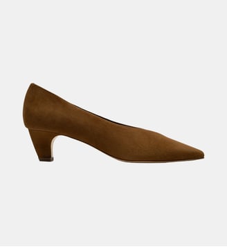 Casina - Escarpins En Cuir Velours Datte - Parallèle - Datte