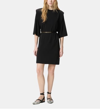 Robe courte avec épaules structurées et chaîne - Pinko - Limousine noire