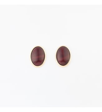 Boucles d'oreilles ovales en résine bordeaux - Balaboosté - Bordeaux
