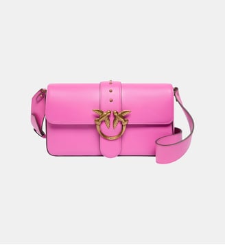 Sac moyen à épaule love bag en cuir - Pinko - Rose flogo doré antique