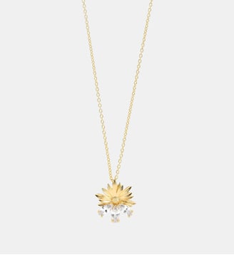 Collier pendentif doré marguerite et pierres blanches - Les Néréides - Doré