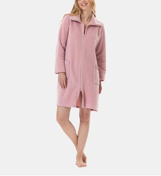 Robe de chambre zippée en polaire ESSENTIEL H54A - Lingerie Le Chat - Rose