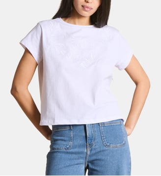 T-shirt oversize en coton biologique manches courtes - La Fée Maraboutée - Blanc