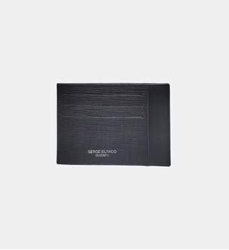 Porte-cartes en cuir de vachette Biarritz - Serge Blanco - Bleu foncé