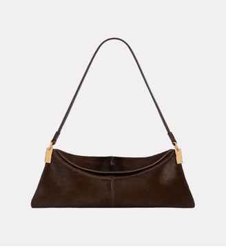Sac 64-83 Small en cuir effet poulain - Balmain - Marron foncé
