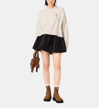 Pull avec broche florale - Maje - Écru