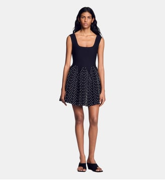 Robe courte en maille à perles - Sandro - Noir