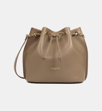 Sac bourse Alba Double en cuir - Lancaster - Taupe, in et or