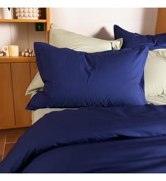 Housse de couette en percale de coton - Desforges - Bleu marine
