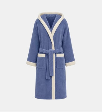 Peignoir a capuche pur coton - Garnier Thiebaut - Denim