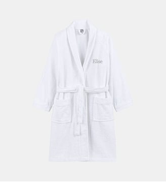 Peignoir éponge col châle personnalisé - La Redoute Interieurs - Blanc