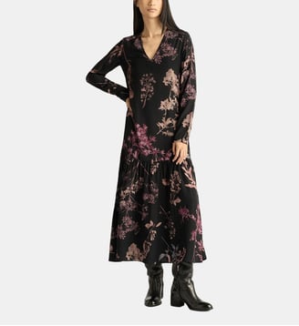 Scarlett dress in printed crepe de chine - Momonì - Noir
