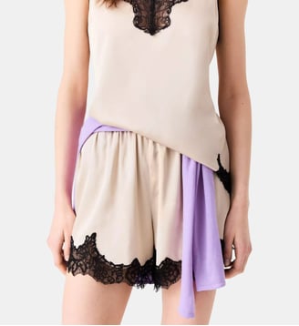 Short satin et détails en dentelle - Maje - Beige