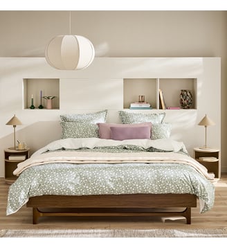 Parure de lit imprimée en percale de coton, taies rectangles, ARABESQUE Essix