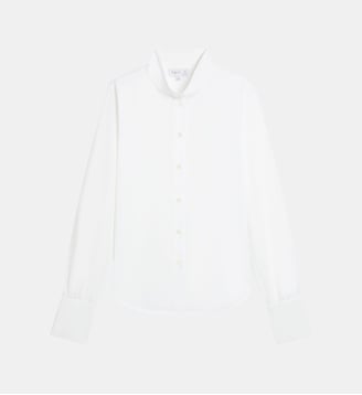 chemise en coton col officier - Agnès b. - Blanc