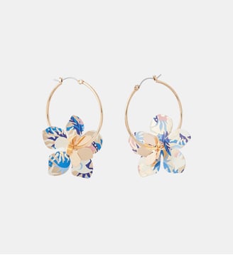 Créoles fleurs Balagane imprimé oiseau et soleil - Balaboosté - Bleu