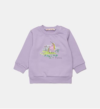 Sweat-shirt à col rond avec logo imprimé - Marni - Violette