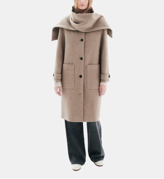 Manteau gentiani 2 - Motif uni - Laine recyclee - Caroll - Taupe