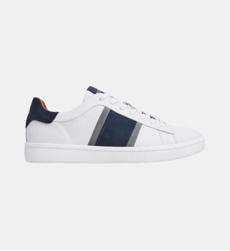 Sneakers Basiques Avec Détails En Daim - Hackett London - Blanc