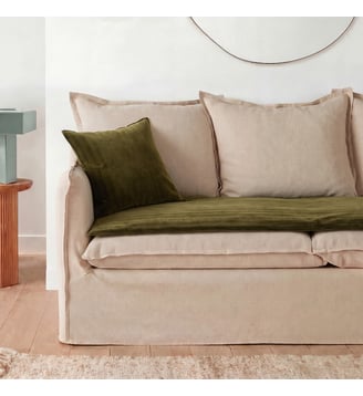 Matelas d'assise, en velours ciselé - La Redoute Interieurs - Kaki
