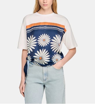 T-shirt foulard - Sandro - Marine et ocre