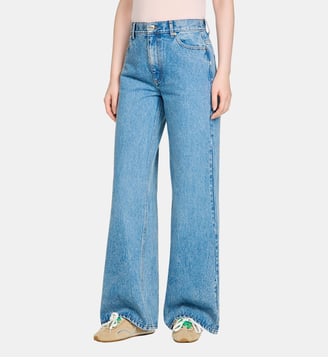 Jean droit large délavé - Sandro - Bleu jean