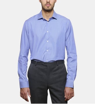 Chemise à rayures bleues coupe droite - Atelier Privé - Bleu