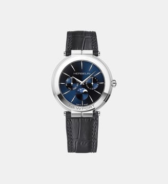 Montre Newport slim Bleu foncé 12722AP15 - Herbelin - Argenté